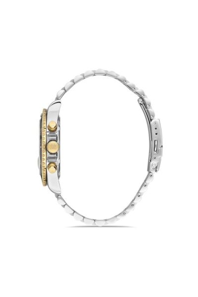 Erkek Gümüş-lacivert Çelik Kasa Yuvarlak Kadran Metal Kordonlu Kol Saati Quartz Mekanizma Analog Ekr
