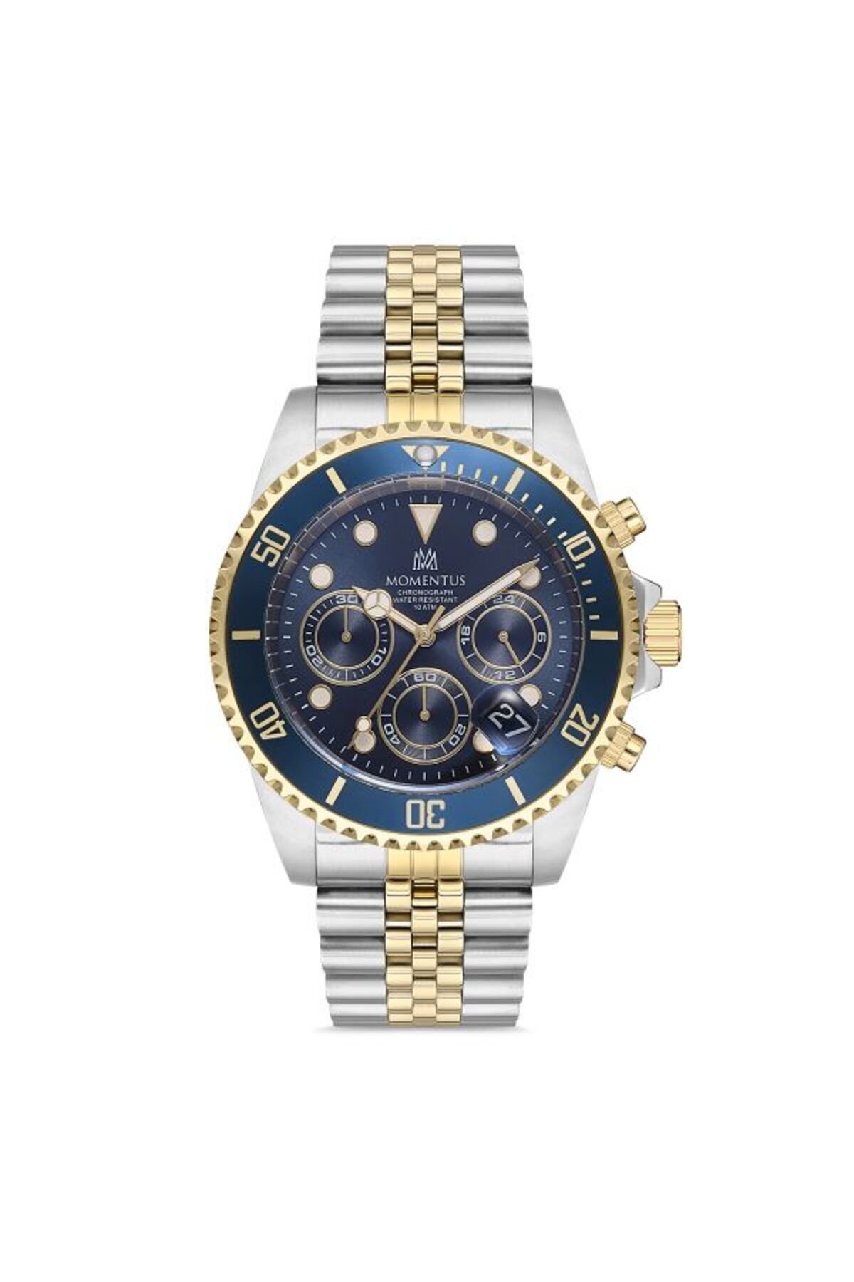 Erkek Gümüş-lacivert Çelik Kasa Yuvarlak Kadran Metal Kordonlu Kol Saati Quartz Mekanizma Analog Ekr