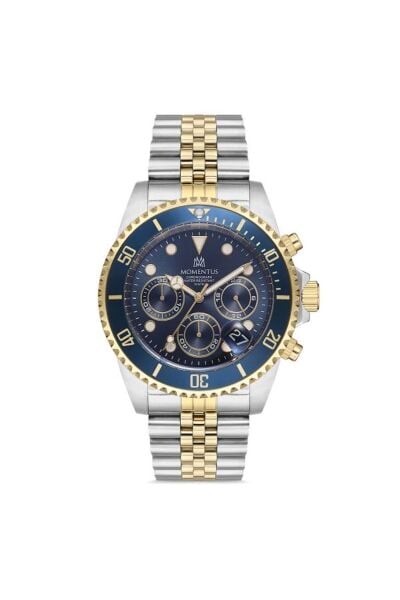 Erkek Gümüş-lacivert Çelik Kasa Yuvarlak Kadran Metal Kordonlu Kol Saati Quartz Mekanizma Analog Ekr