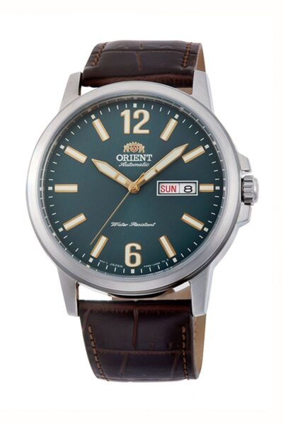 RA-AA0C06E39B Kurmalı Otomatik Deri Kahverengi Yeşil Kadran 42 mm Erkek Kol Saati